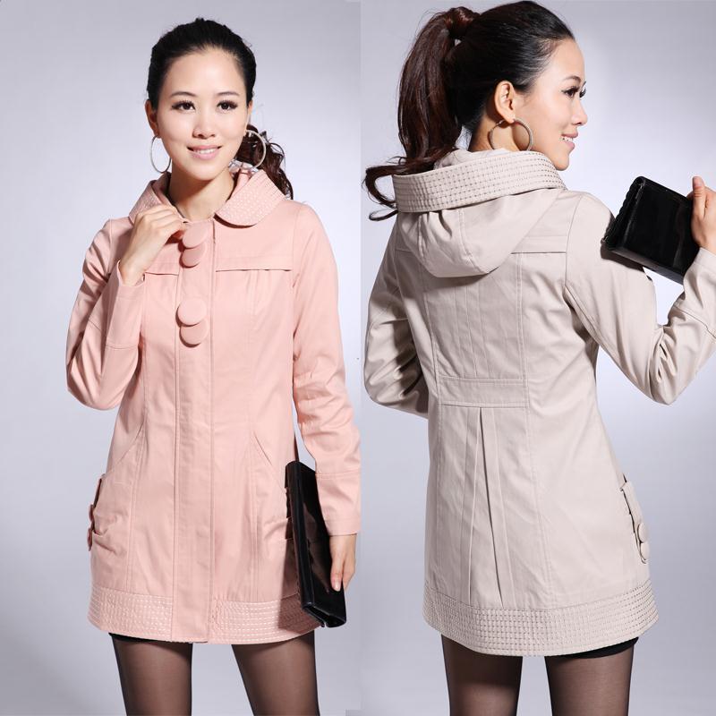 New arrival 2012 spring and autumn slim all-match fashion trench outerwear hooded trench women's