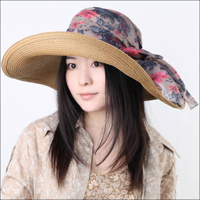New arrival 2012 spring and summer cotton prints bandeaus bow Women large brim sun-shading strawhat