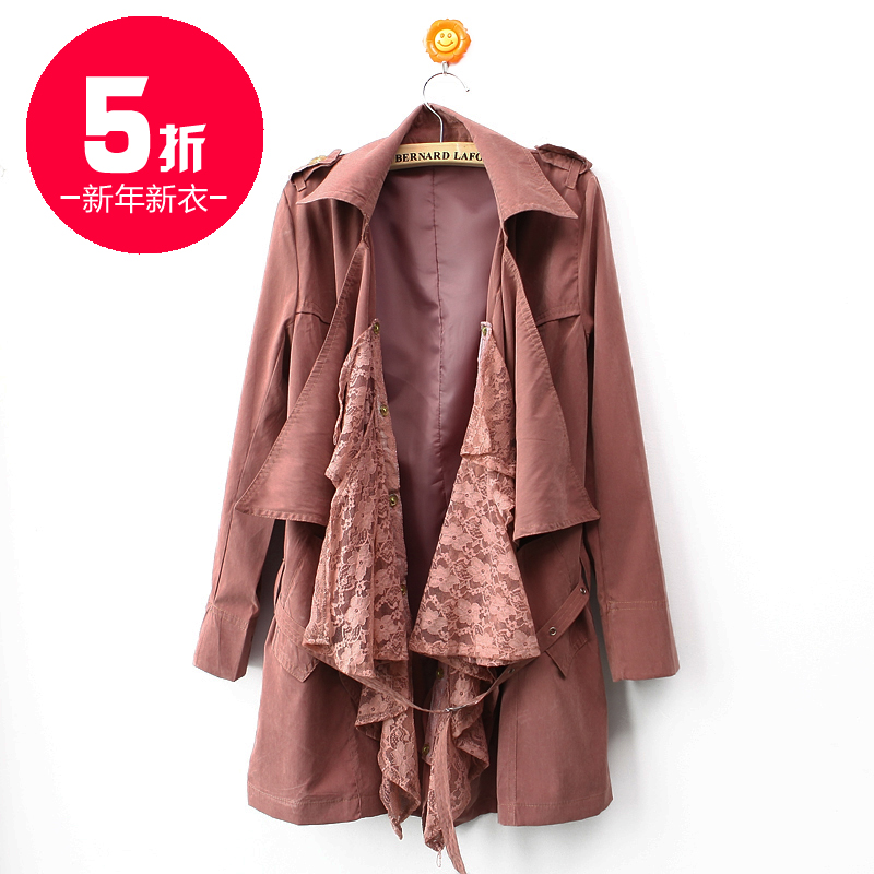 New arrival 2012 spring trench women outerwear lace slim medium-long trench ww1653
