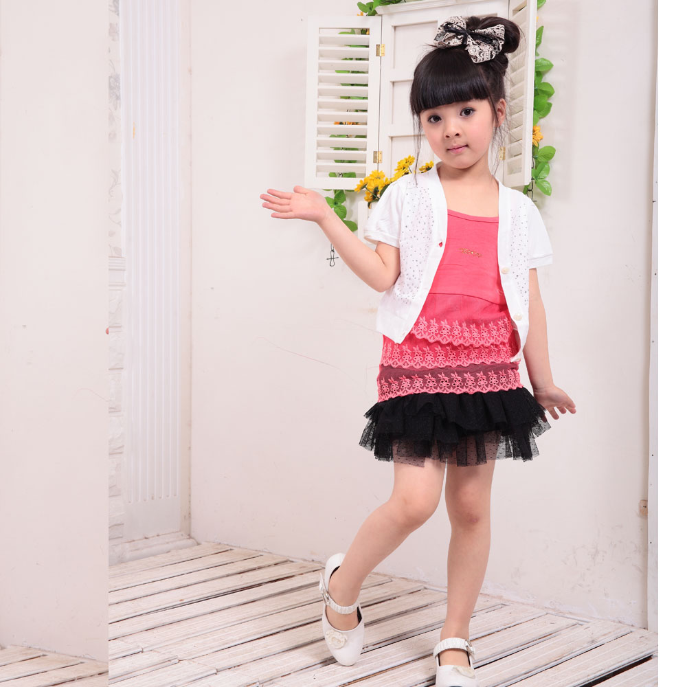 New arrival 2012 summer girls clothing set kaross 2 piece vest 100% children's cotton fashion clothing