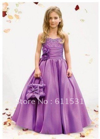 New Arrival 2012 !Sweetheart Flower Waist Ankle Length Flower Girl Dresses Free Shipping Custom Made