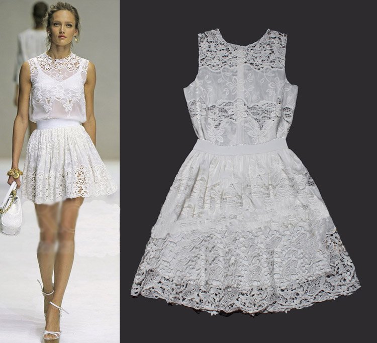 New Arrival 2012 White Lace Embroideried Fashion Tops+ Skirts Two-pieces Fashion Summer Set SS12276 Free Shipping+Wholesale