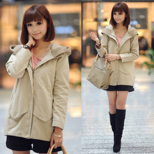 New arrival 2012 winter casual thickening 100% cotton double layer plus size trench female
