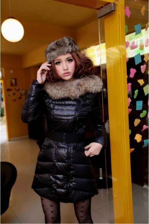 New Arrival 2012! Women Down Coat Parka Fur Hooded Winter Warm Long Jacket