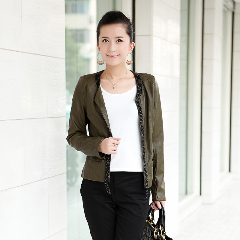 New arrival 2013 all-match fashion o-neck chain small leather clothing y3275 s