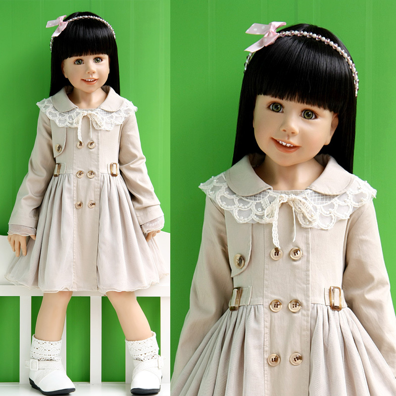New arrival 2013 baby spring children's clothing spring and autumn female child gentlewomen medium-long trench outerwear clothes