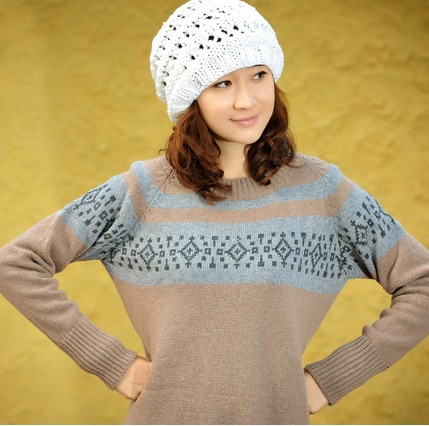 New arrival 2013 color decorative pattern disassembly drawstring with a hood long knitted sweater