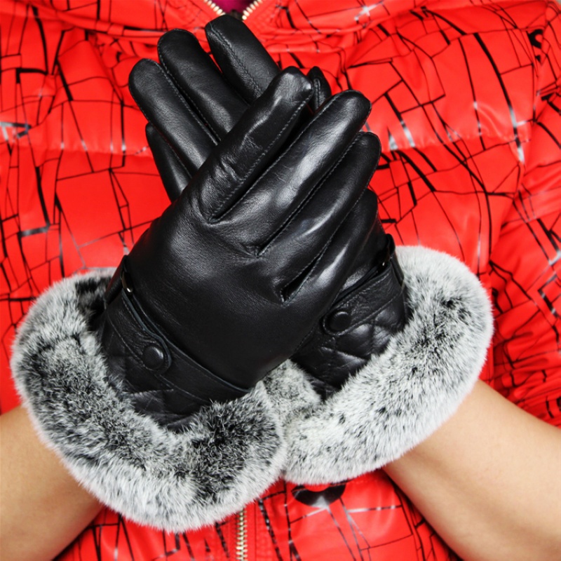 New arrival 2013 female genuine leather oversized rex rabbit hair female short design suede thermal gloves
