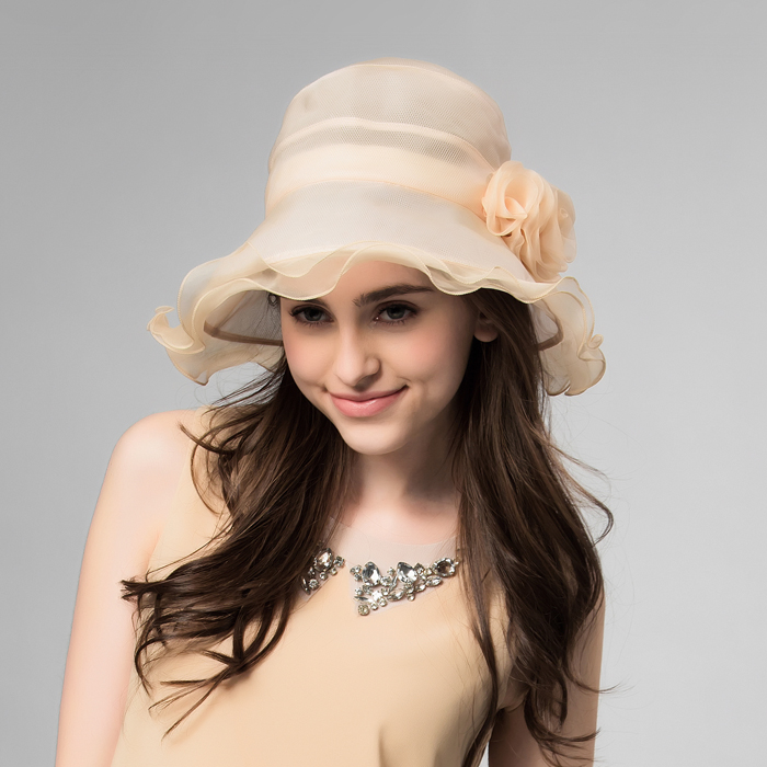 New arrival 2013 kenmont hats female summer silk millinery big along the cap km-0550