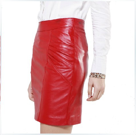 New Arrival 2013 new style lady's genuine sheep leather red short skirt Spring skirts free shipping