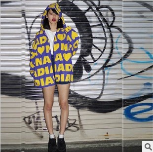 New Arrival ! 2013 spring HARAJUKU zipper1 nadia letter print plus size women outerwear