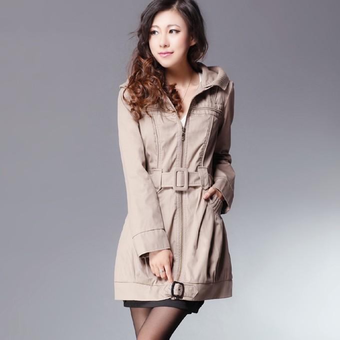 New arrival 2013 spring trench women outerwear long-sleeve zipper medium-long with a hood trench