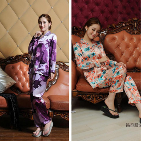 New arrival 2013 summer silk long-sleeve sleepwear pants set women's sexy lounge