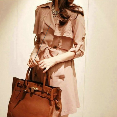 New arrival 2013 thin outerwear slim chiffon one-piece dress trench fy1204