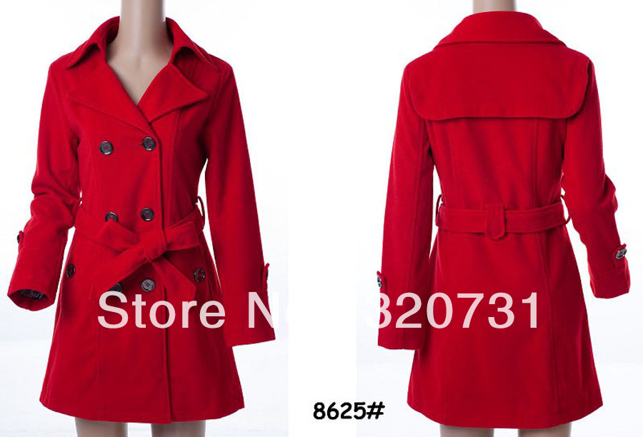 New Arrival 2013 Women Fashion Brand Long Belted Double Breasted Trench Coat/Designer Winter Vintage Jacket/Coat #8625 M-XXL