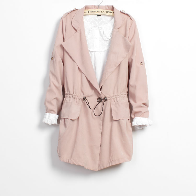 New arrival 2013 women's spring ol fashion slim solid color medium-long thin outerwear trench female w822 Free shipping