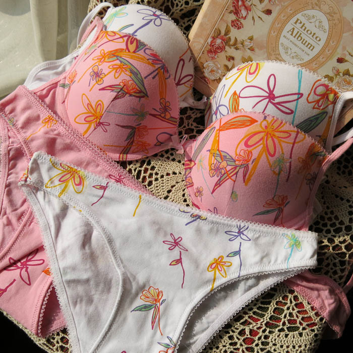 New arrival 3l rustic cotton underwear bra set 75b80b85b