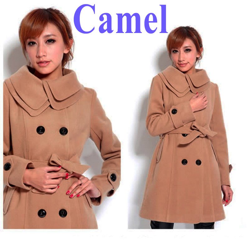 New Arrival !!  ABODY  Fashion Women's Trench Coat Lady Winter Coat Outerwear Double Breasted Camel ,Free Shipping