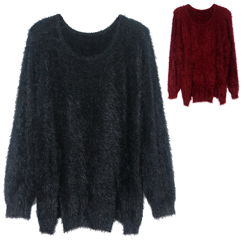 New arrival! Acm irregular placketing mohair pullover sweater plush long velvet solid color sweater free shipping
