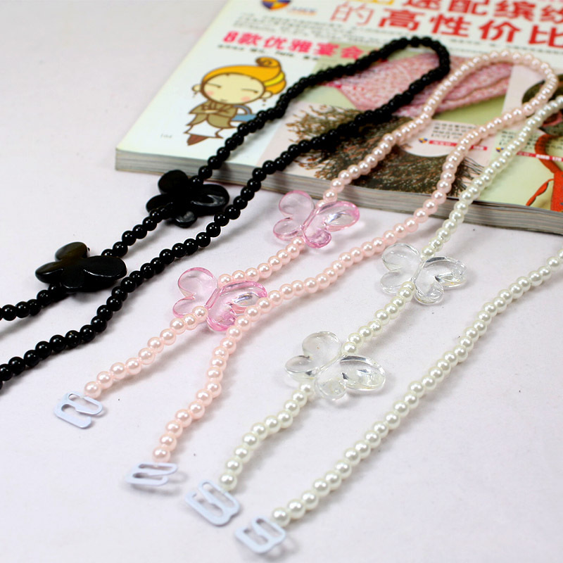 New arrival acrylic crystal bow simulated-pearl sweet halter-neck shoulder strap pectoral girdle elastic