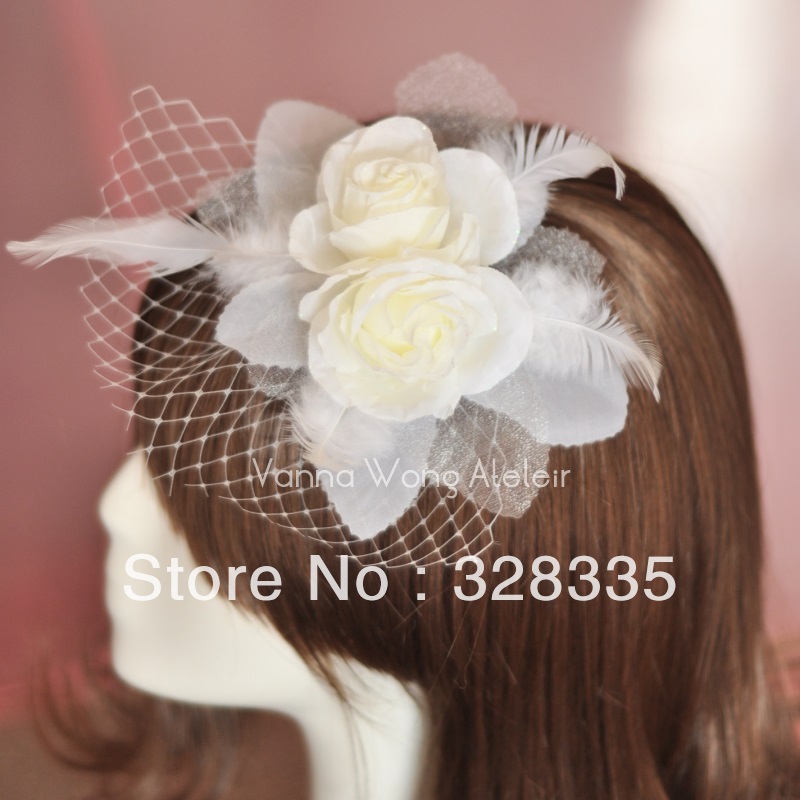New Arrival Acutal Images White Beads Handmade Wedding Hats Headwear Flowers wedding lace hair accessories