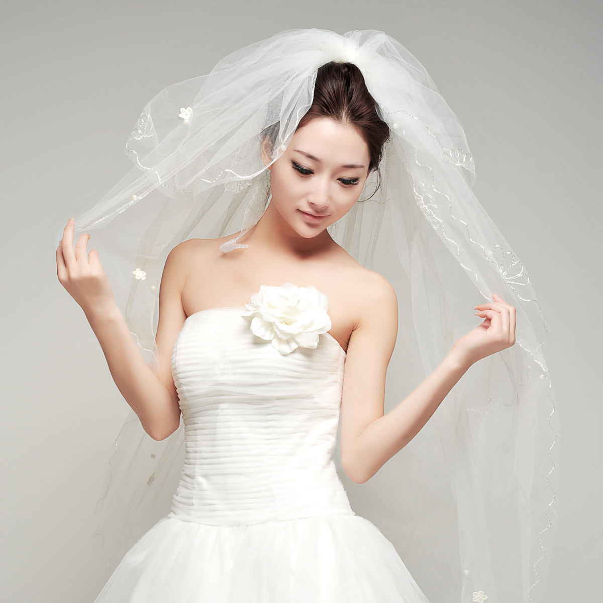 New arrival aesthetic lace flower pearl bridal veil belt comb