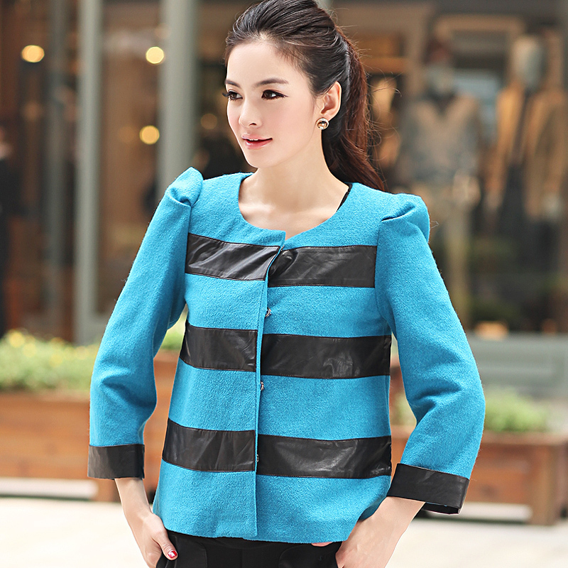 New arrival autumn all-match elegant leather bordered short design clothing