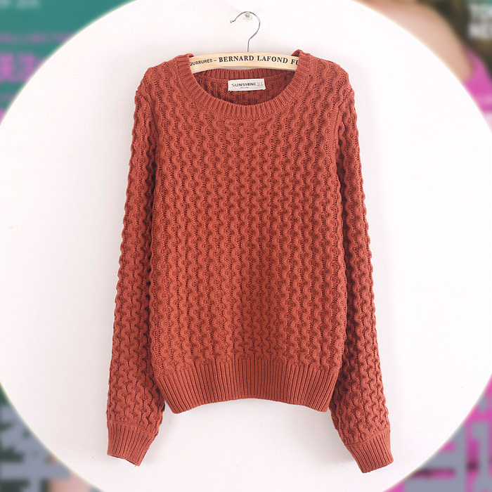 New arrival autumn and winter 2012 women's sweet all-match o-neck loose sweater pullover sweater outerwear female d71