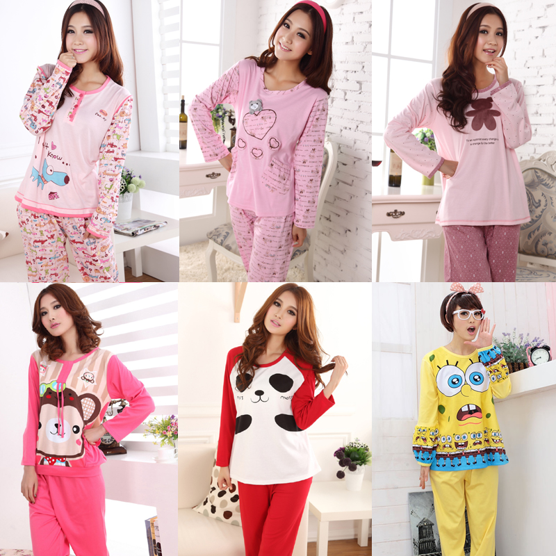 New arrival autumn and winter cartoon women's sleepwear lounge female 100% cotton long-sleeve Free Shipping