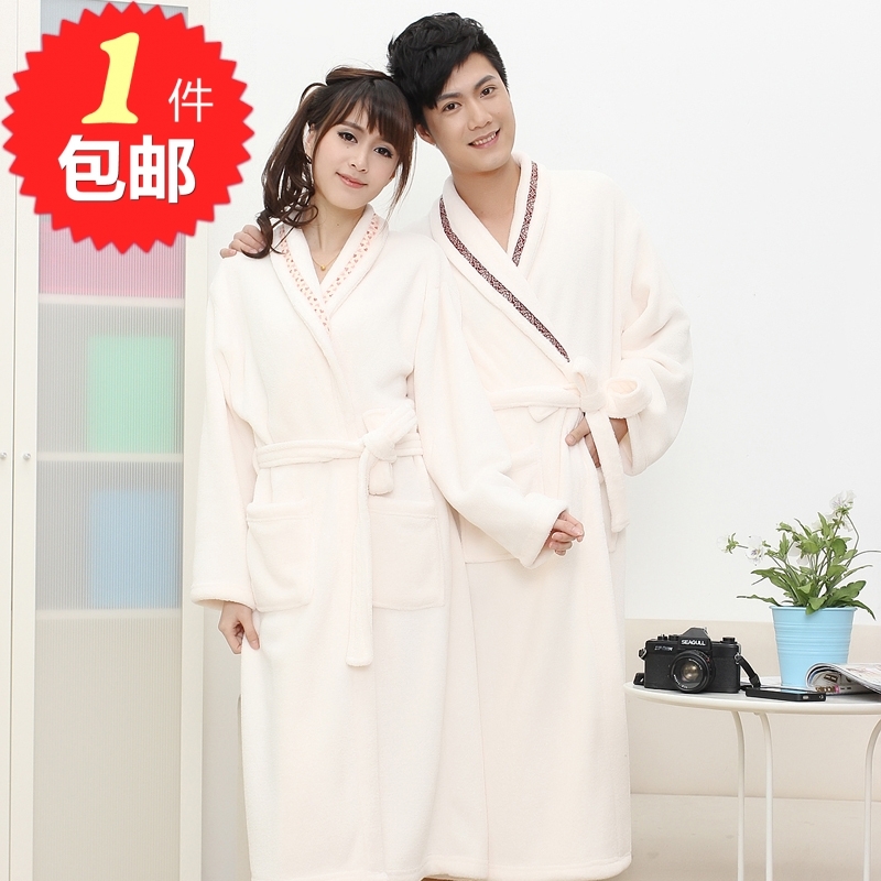 New Arrival Autumn and winter clothing male women's sleepwear thickening coral fleece robe lovers lounge robe Free Shipping