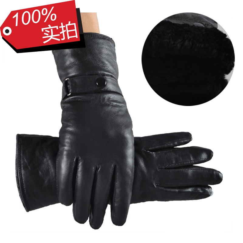 New arrival autumn and winter genuine leather gloves wool and fur in one gloves thickening thermal