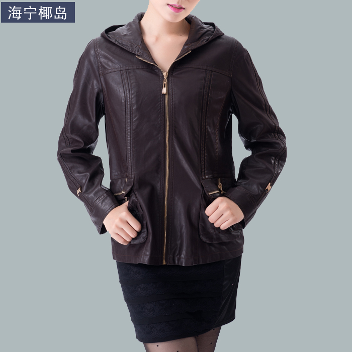 New arrival autumn and winter hooded woman leather jacket women sheepskin leather coat lady slim short outerwear