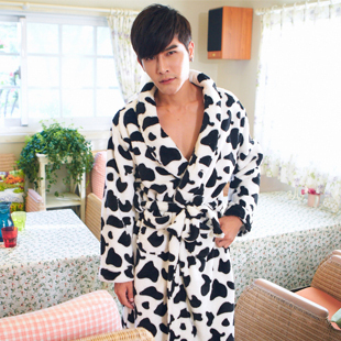 New arrival autumn and winter sleepwear male casual thickening long-sleeve coral fleece robe bathrobes sleepwear lounge