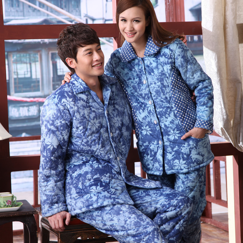 New arrival autumn and winter thickening coral fleece cotton-padded sleepwear male Women lovers set lounge