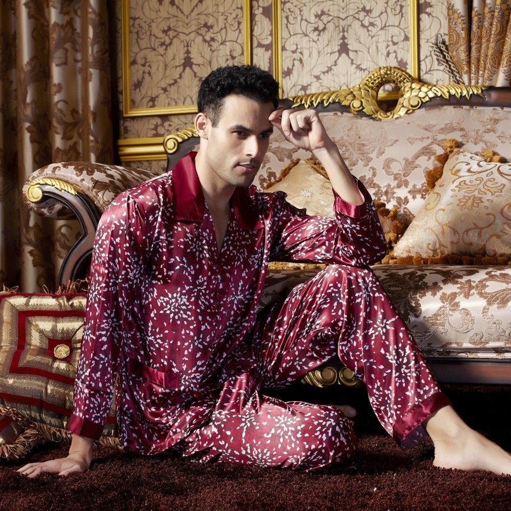 New arrival autumn sleepwear 2012 sleepwear male faux silk male plus size set lounge at home service sleepwear