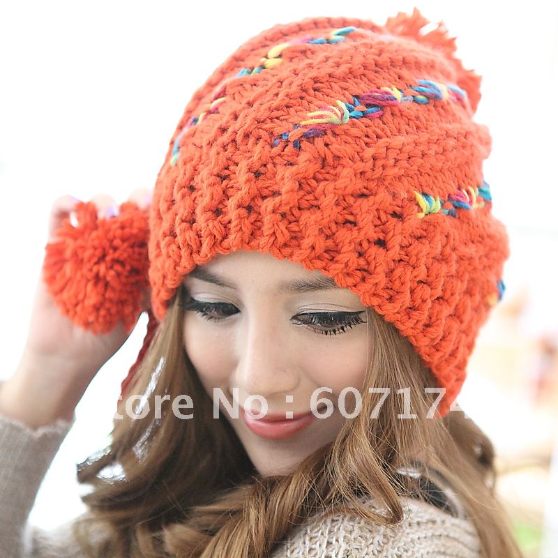New Arrival Autumn&Winter women's warmer knitted hat thread pirate wool ball cap women's knitting wool cap 6 colors #2256