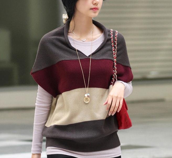 new arrival autumn women's sweater bat-wing sleeve outerwear plus size pullover top short sleeve shawl