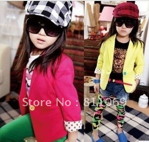 New arrival baby girl cute candy color cool blazers kids spring autumn high quality cotton coat children fashion jackets 5pc/lot
