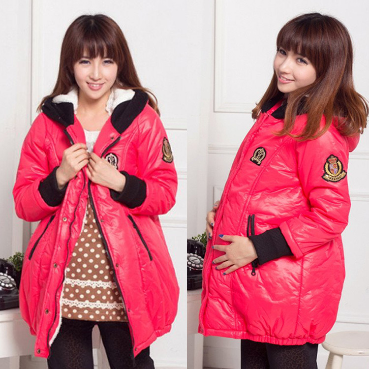 New arrival beautiful maternity medium-long wadded jacket maternity winter thermal thickening wadded jacket outerwear hooded