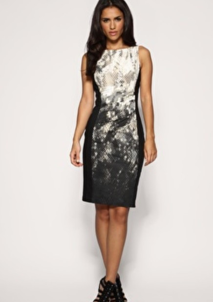 New arrival black fish leather sleeveless slim one-piece dress dj077