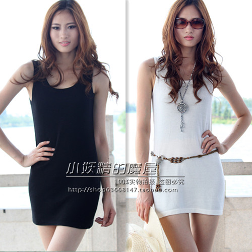 New arrival brief elegant sweater wool knitted spaghetti strap top basic shirt slim medium-long all-match