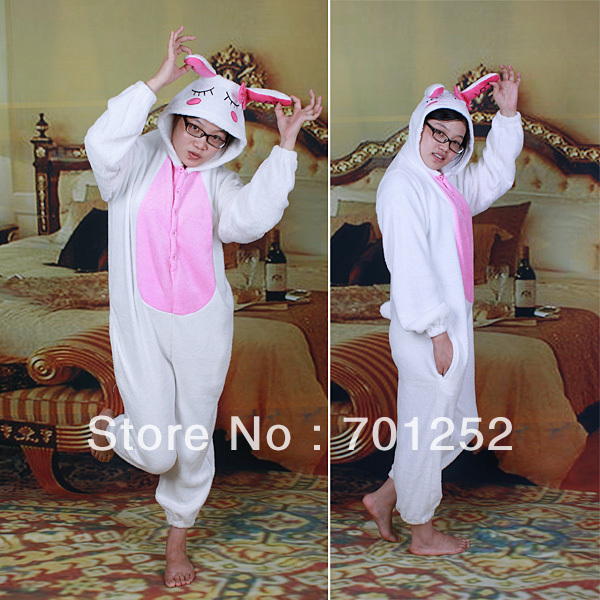 New Arrival!! Cartoon LOVE Rabbit Cosplay Costume Kigurumi Pajamas Sleepwear White , Free Shipping  Dropshipping