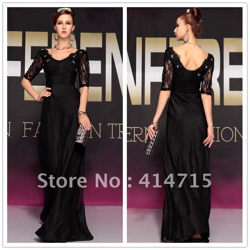 New arrival celebrity dress sexy v-neck prom gowns 2013 floor-length plus size pleated beaded FREE SHIPPING ALL EXPRESS