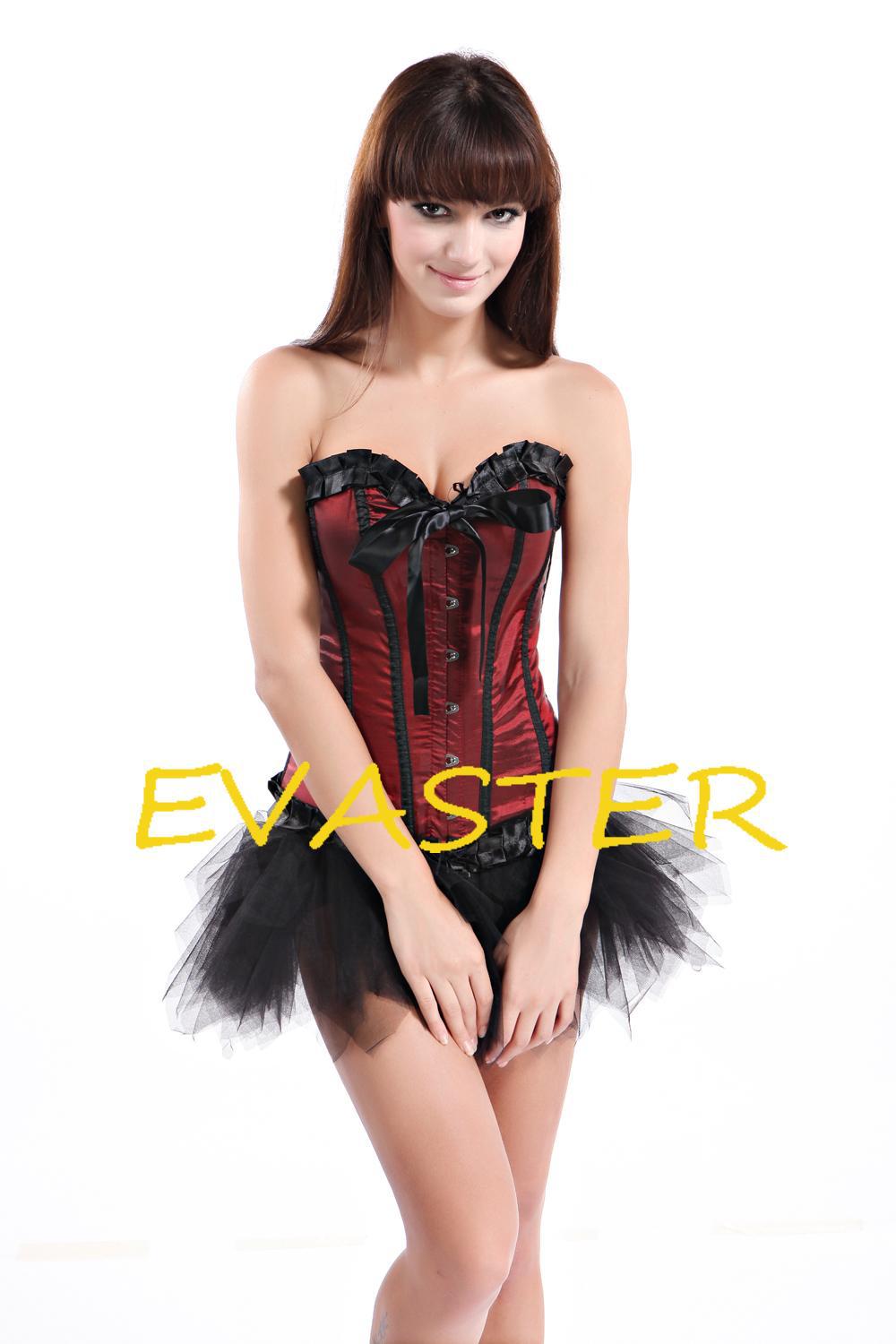 new arrival cheapest Red Satin Burlesque woman sexy corset free shipping