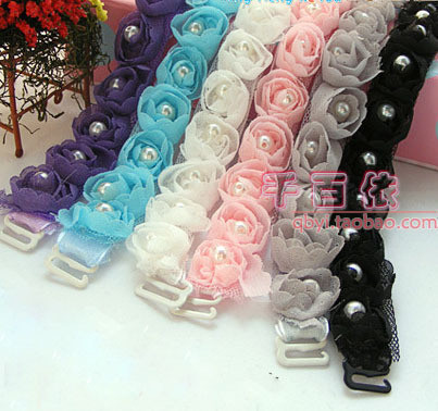 New arrival chiffon rose pearl lace ribbon halter-neck shoulder strap underwear shoulder strap