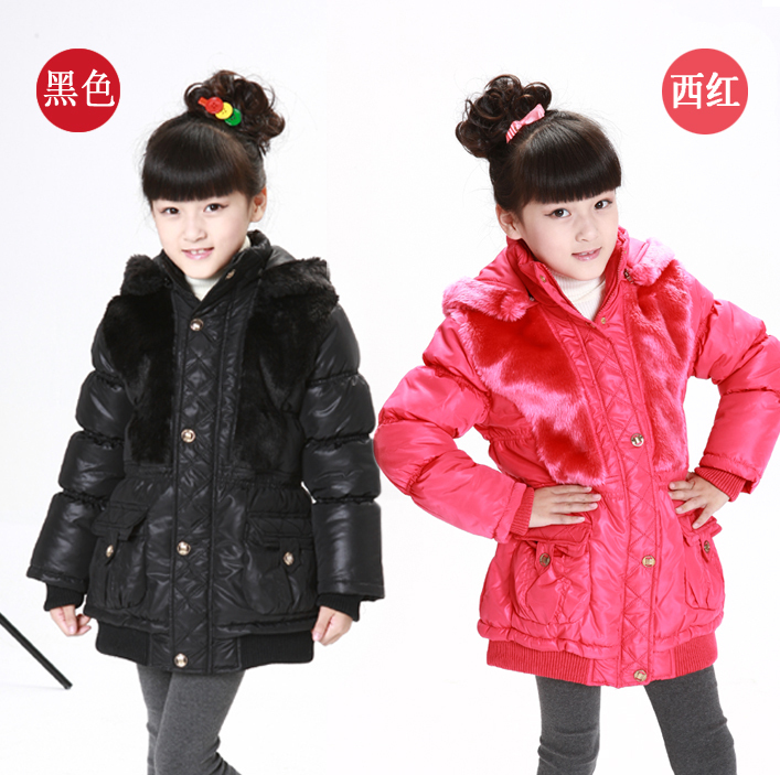New arrival child children's clothing female child winter long design wadded jacket cotton trench cotton-padded jacket