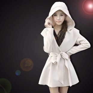 New Arrival Cool Fashion All-match Trench  With Hood Slim Belt Outerwear Female Plus Size