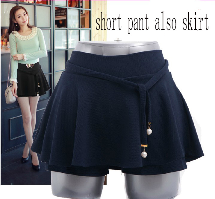 New Arrival Designer Summer Skirt Shorts Pleated Solid Color Plus size Mini Skirts free shipping