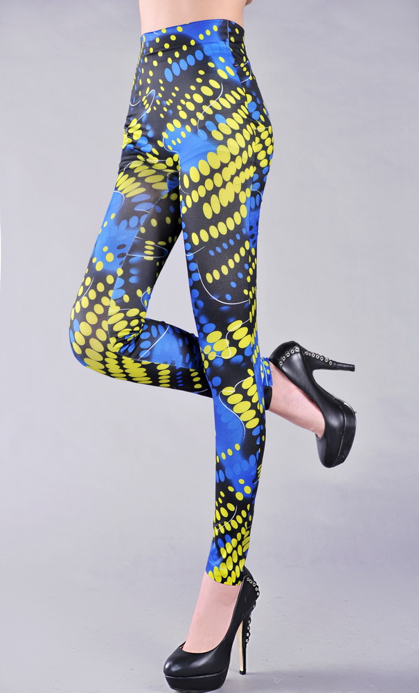New Arrival Dl blue yellow dot high waist women's 9 legging 79034 - 1 Free Shipping Cost  Cheap Price Fast delivery
