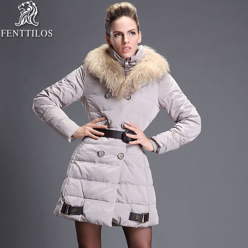 New arrival down coat luxury raccoon fur classic double breasted short in size 699 ft302